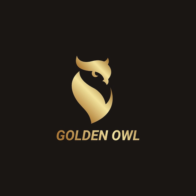 黄金のフクロウのロゴのデザイン テンプレート