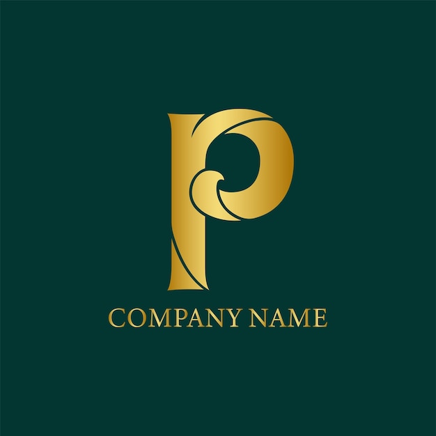 Vector golden p logo ontwerp template