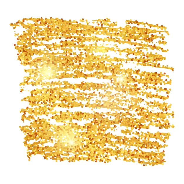 Golden paint glittering backdrop on a white background. background with gold sparkles and glitter effect. empty space for your text.  vector illustration