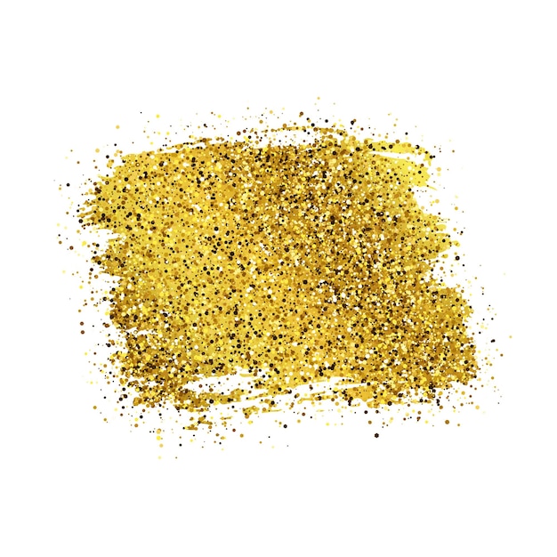 Vector golden paint glittering backdrop on a white background. background with gold sparkles and glitter effect. empty space for your text.  vector illustration