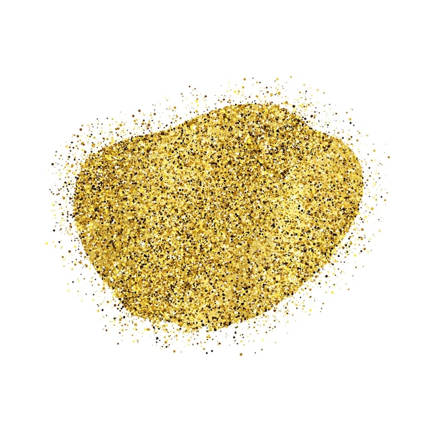 Golden Paint Glittering backdrop on a white background. Background with gold sparkles and glitter effect. Empty space for your text.  Vector illustration