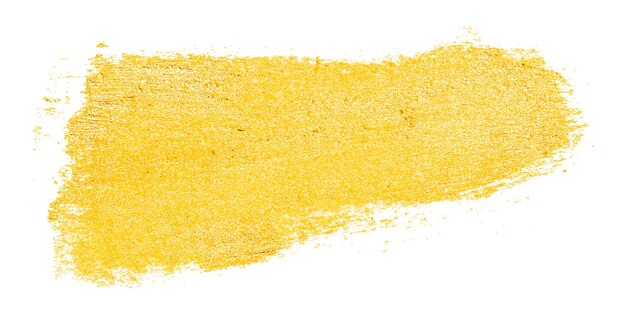 Golden paint. realistic gold brush smudges. yellow metallic smears on transparent background.