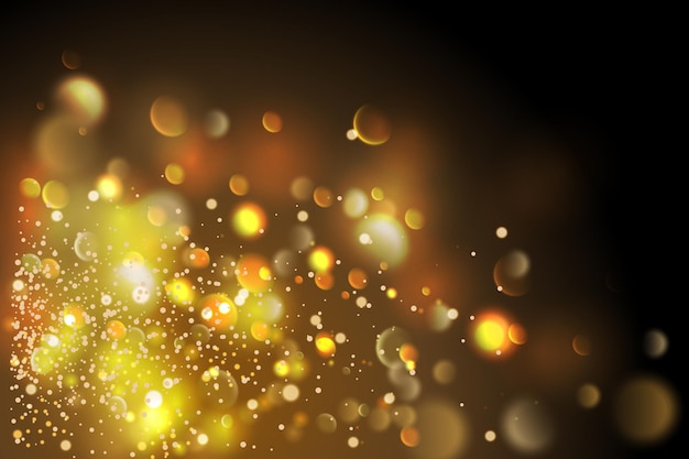 Golden particles glowing yellow bokeh circles abstract gold luxury background