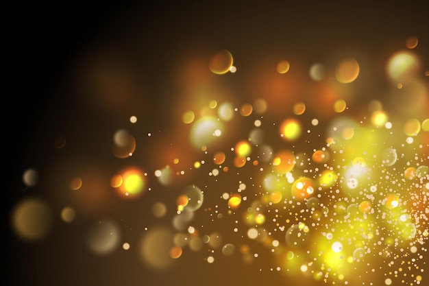 Golden particles Glowing yellow bokeh circles abstract gold luxury background