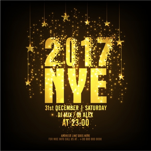 Vector golden party poster for new year