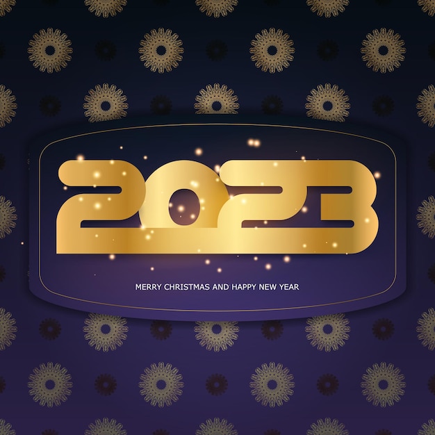 Golden pattern on Blue 2023 happy new year festive background