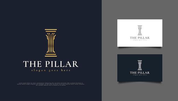 Golden pillar logo or symbol, suitable for law firm, investment, or real estate logos