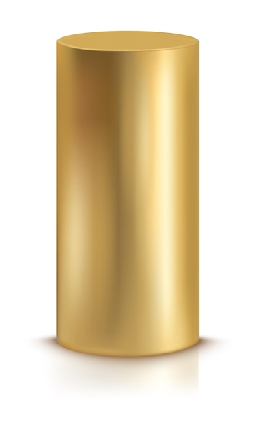 Golden pillar mockup metal cylinder realsitic column