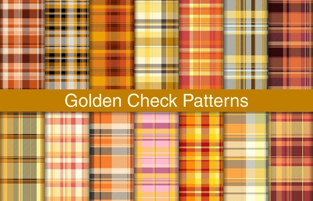 Golden plaid bundles textile design checkered fabric pattern for shirt dress suit wrapping paper print invitation and gift card