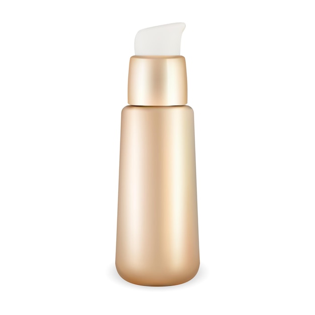 Vector golden plastic pump dottle airless cosmetic container mockup face cream dispenser cap bottle