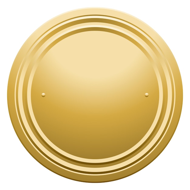 Vector golden plate blank mockup realistic metal badge