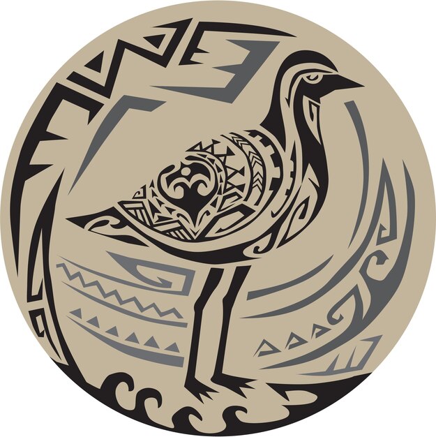 Vector golden plover standing circle tribal art