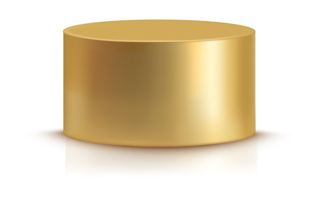 Golden podium Realistic metal cylinder Round pillar mockup