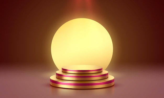 Золотой подиум с подсветкой сцена подиума сцены с фоном элемента декора премии вектор