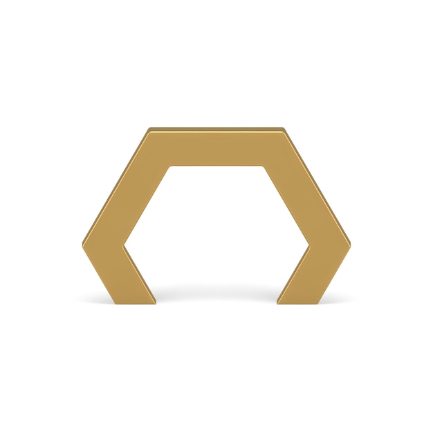 Golden polygonal archway showcase construction structure angled arch front view realistic vector