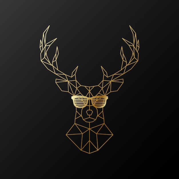 Golden polygonal Deer in glasses