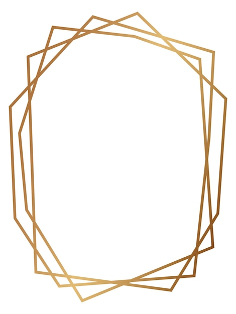 Vector golden polygonal line frame decorative shine border