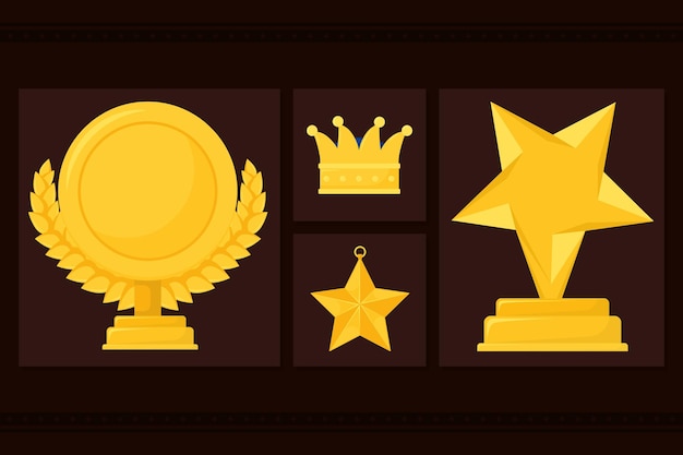 Golden prizes icon set