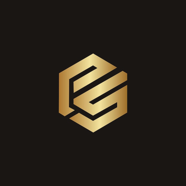 Golden PS letter logo design template