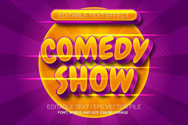 Vector golden purple comedy show style text effects