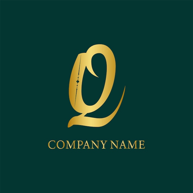 Golden Q Logo Design Template