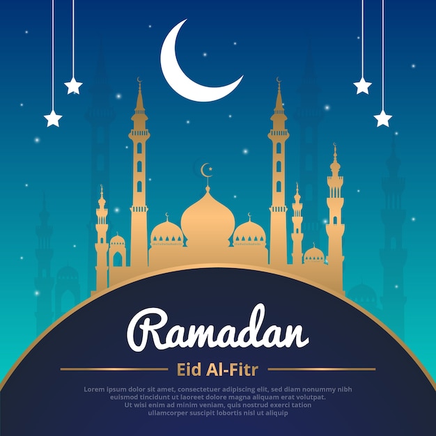 Modello di ramadan eid al-fitr dorato