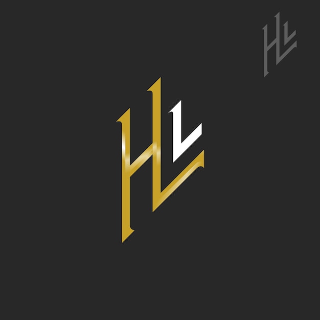 Vector golden ratio geometry lettering logo initial hl