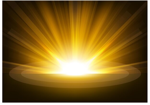 Golden Rays rising on dark background Vector Illustration