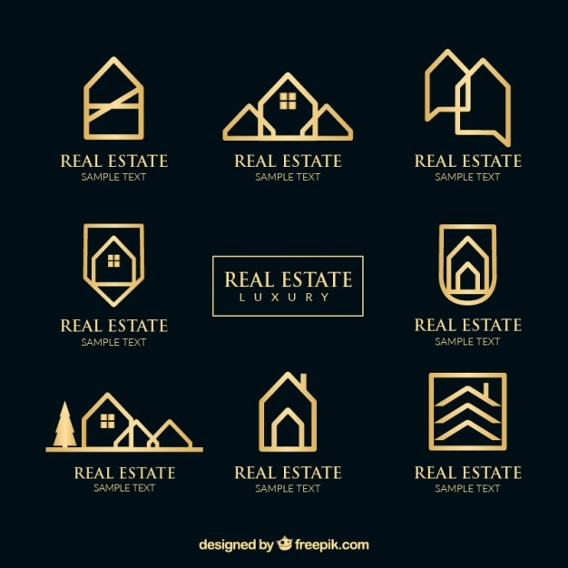 Vettore oro logotipi immobiliari
