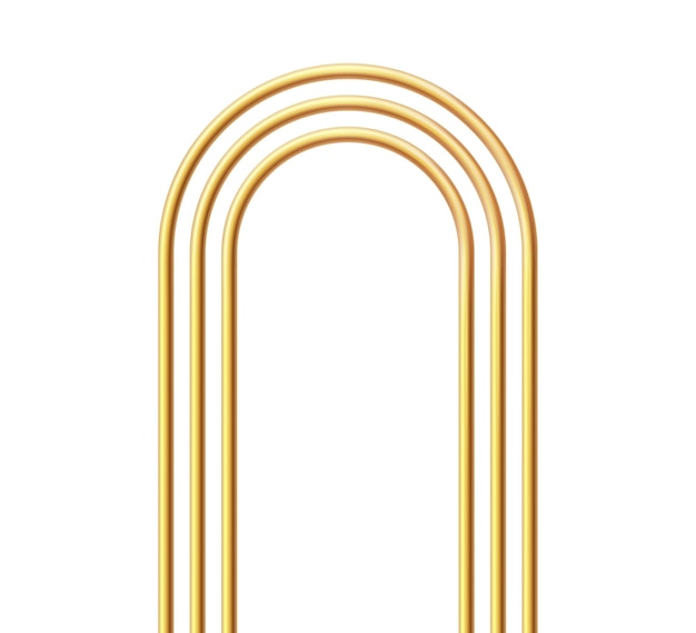 Vettore arco dorato realistico cornice ad arco 3d in oro porta lucida elemento di design del portale vuoto illustrazione vettoriale isolato su sfondo bianco