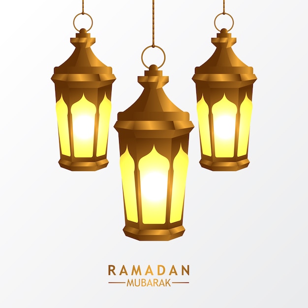 Golden realistic fanous arabic lantern lamp for ramadan