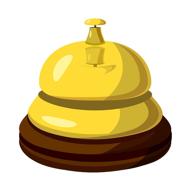 Golden reception bell icon in cartoon style on a white background