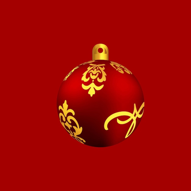 Golden red metalic christmas ball