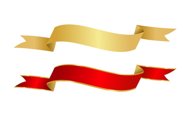 Vector golden and red ribbons