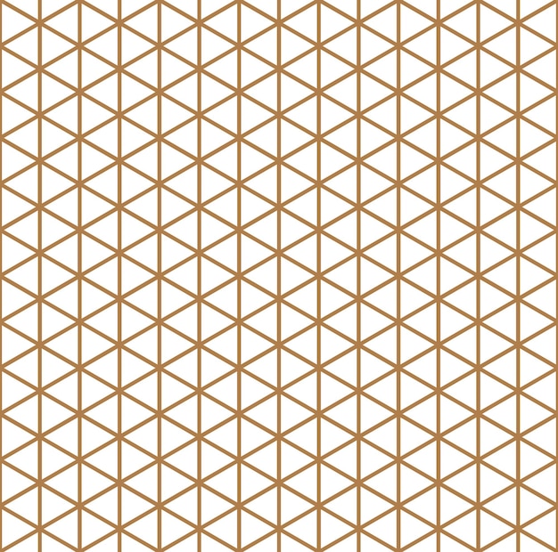 Golden repeating geometric triangular grid seamless pattern with trellis. Diagonal Grid Lines