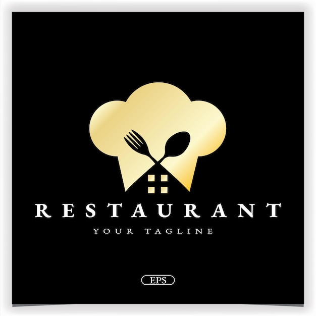 Золотой логотип ресторана премиум элегантный шаблон вектор eps 10
