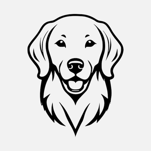 Golden Retriever dog outline logo design vector illustration