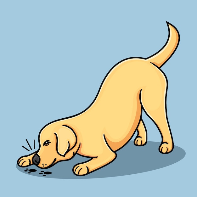 Vector golden retriever dog sniffing vector illustration