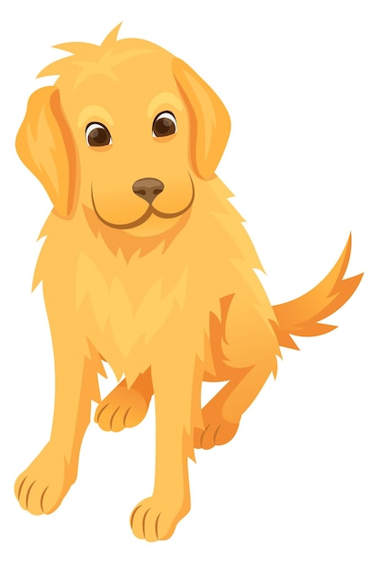 Golden retriever puppy zitten cartoon schattige hond