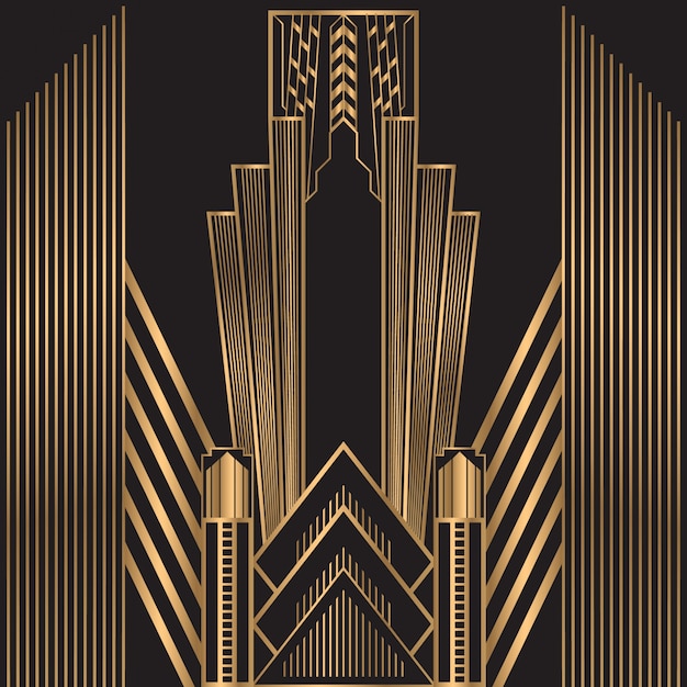 Vector golden retro lines frame background