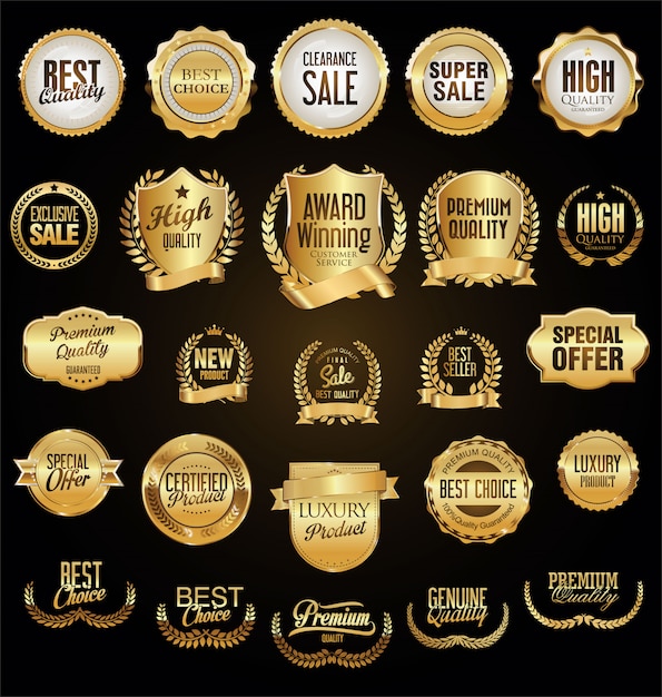 Golden retro vintage badges and labels