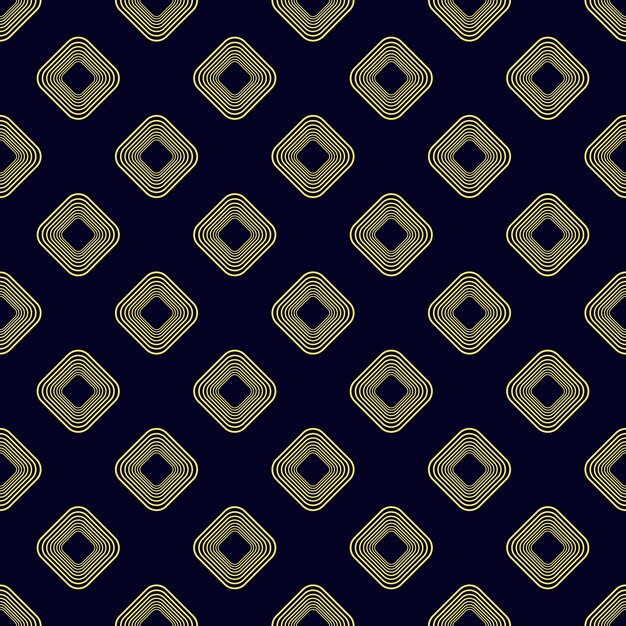 Golden rhombus on blue background seamless geometric pattern