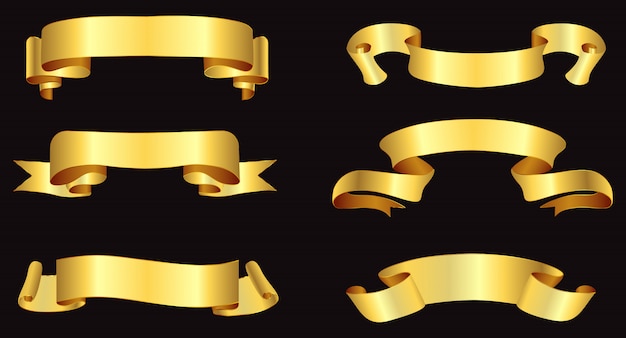 golden ribbon banners