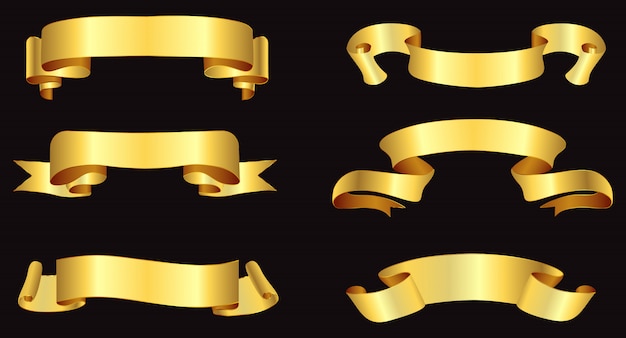 Vector golden ribbon banners