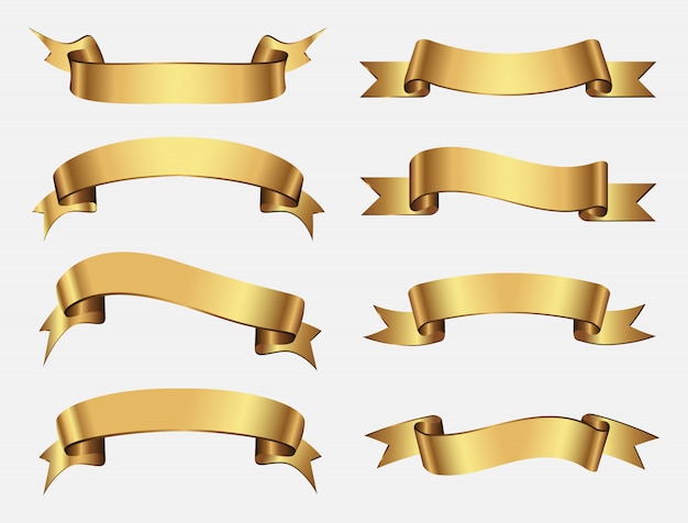 golden ribbon banners