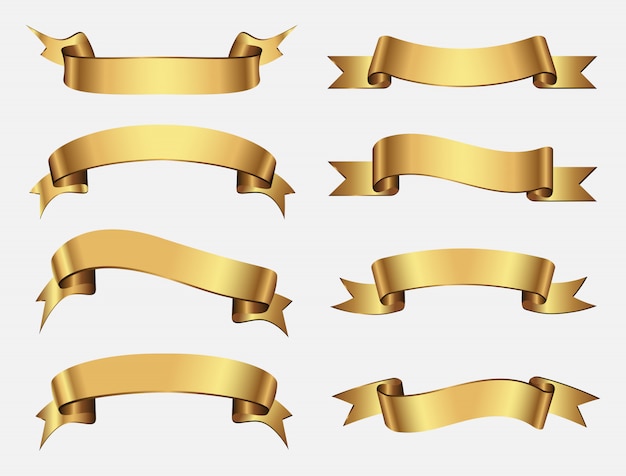 Vector golden ribbon banners