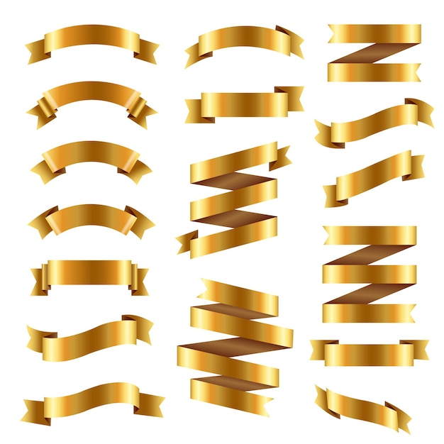 Vector golden ribbon big set