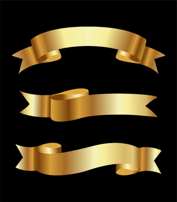 Vector golden ribbons banner set 