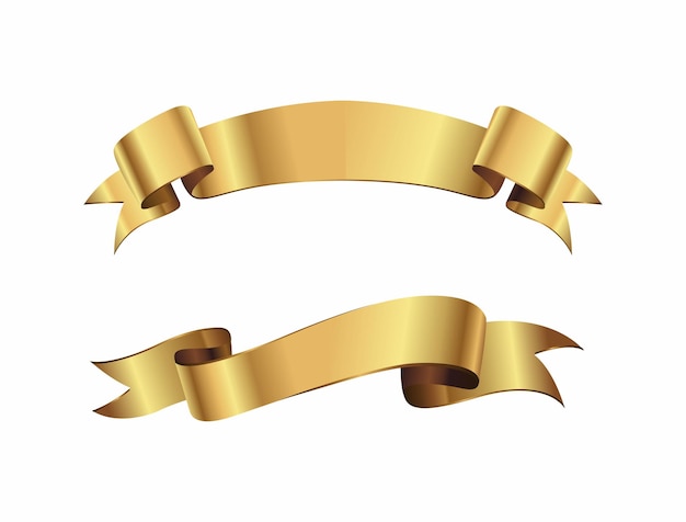 golden ribbons collection premium vector