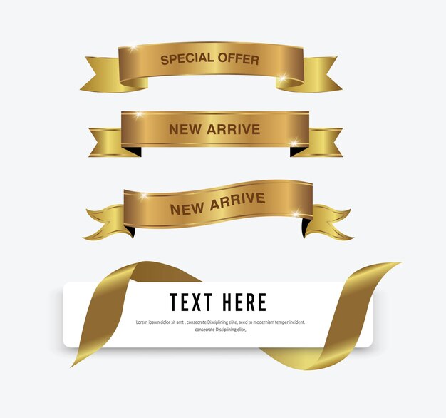 Golden ribbons set